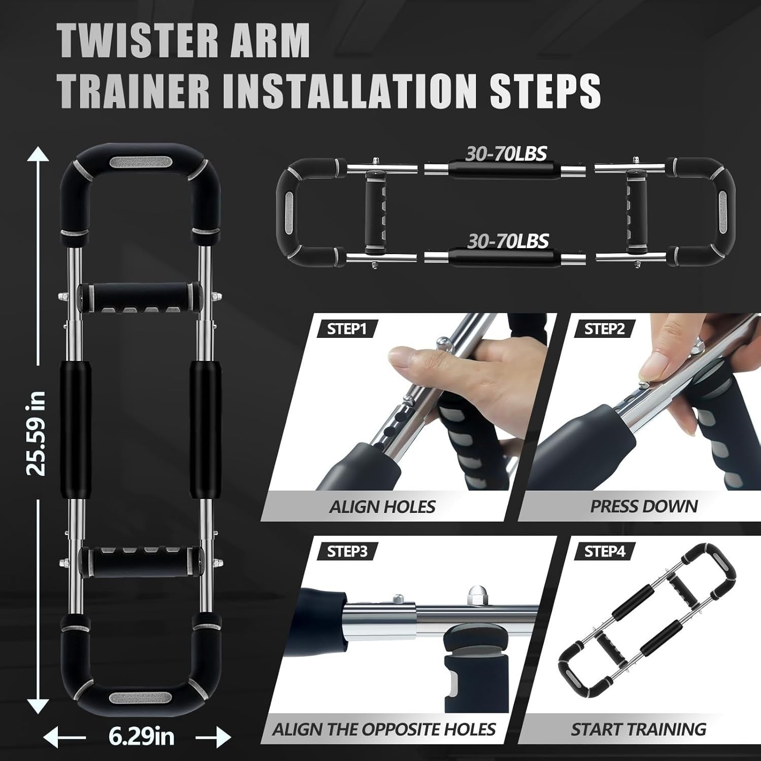 2025 Pro Twister Arm Trainer, 40-100Lb Adjustable Power Twister Fitness Bar