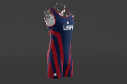 Wrestling Singlets One Piece Bodysuit USA Men Breathable Sports Fitness Sleeveless Weightlifting Skinsuit Train Wrestling Gear