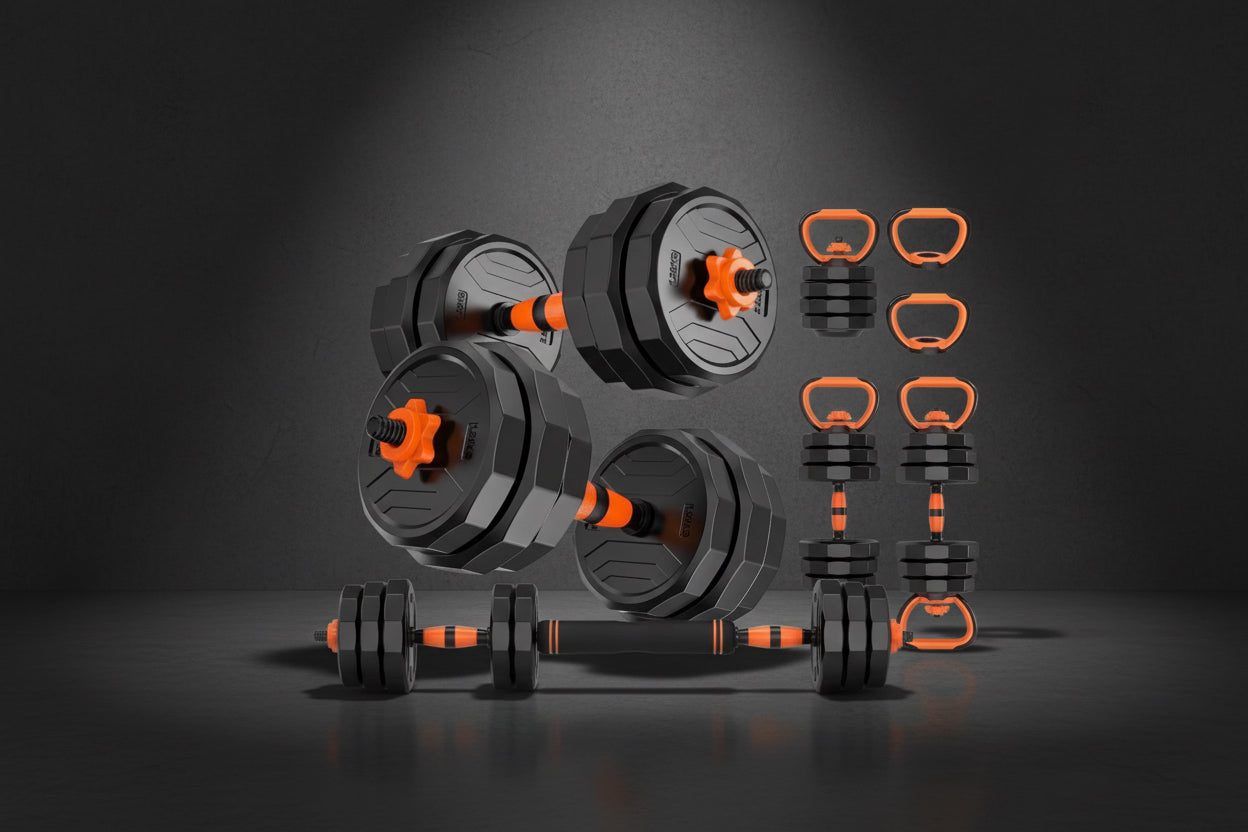66Lb 4-In-1 Adjustable Dumbbells Set Free Weight Set with Connector Used as Barbell, Kettlebells, Push up Stand, Fitness Exercises for Home Gym Suitable Men/Women